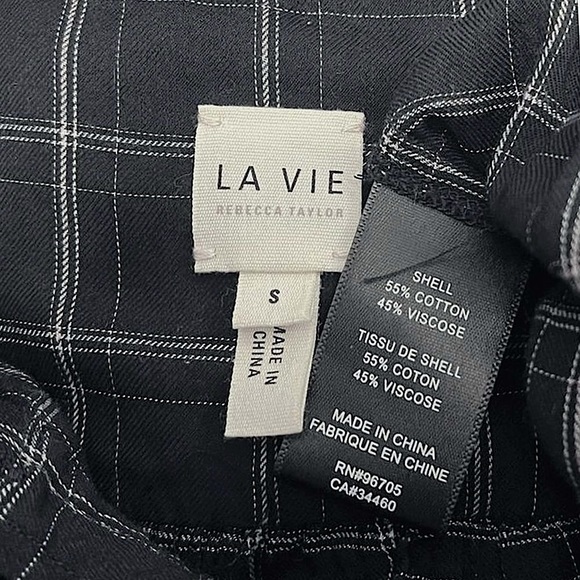 Rebecca Taylor La Vie Drapey Plaid Long Sleeve Belted Ruffle Dress - Black Combo - Picture 15 of 16